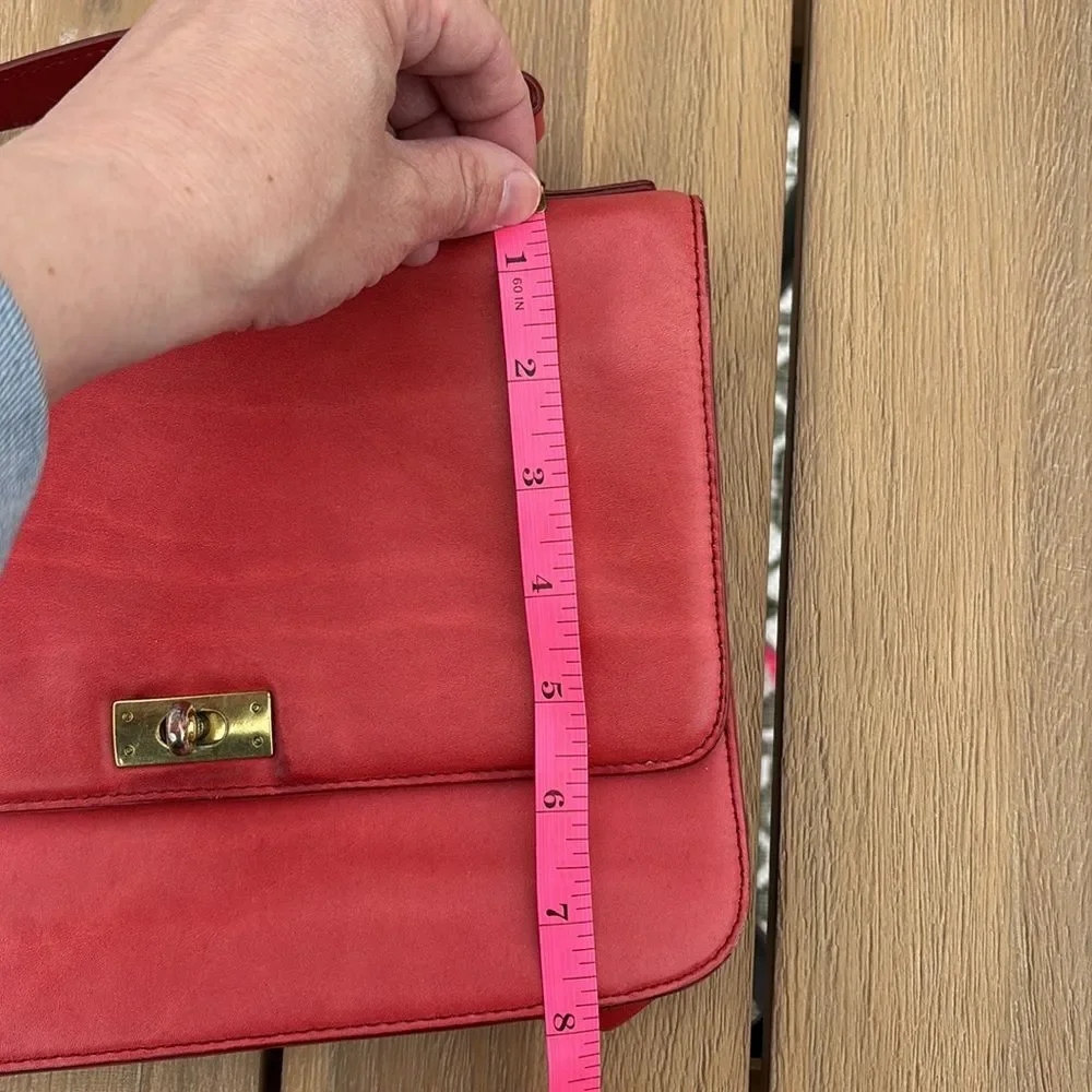 J. Crew vintage Women’s Elegant Red 100% Leather Handbag handle bag purse GUC!